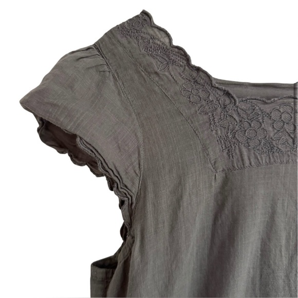 New GAP Cap Sleeve Embroidered Tunic Casual Summer Top Resortwear Gray Olive XS - Picture 4 of 4